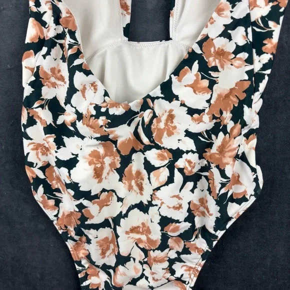 Abercrombie & Fitch Floral cross front One Piece Swimsuit - Black and Cream Sz M - Picture 6 of 11